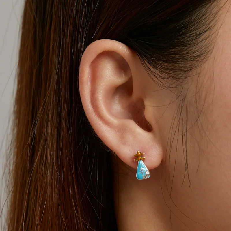 (image for) Pandora Style Mini Lute Stud Earrings - SCE1216 - View 5