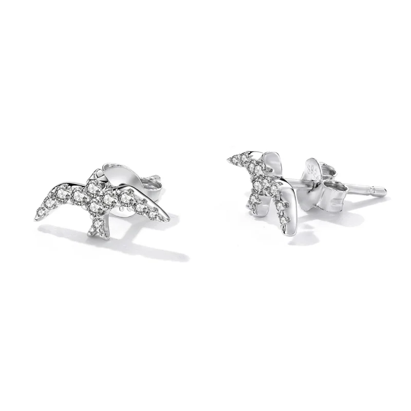 (image for) Pandora Style Mini Swallow Stud Earrings - BSE594 - View 2
