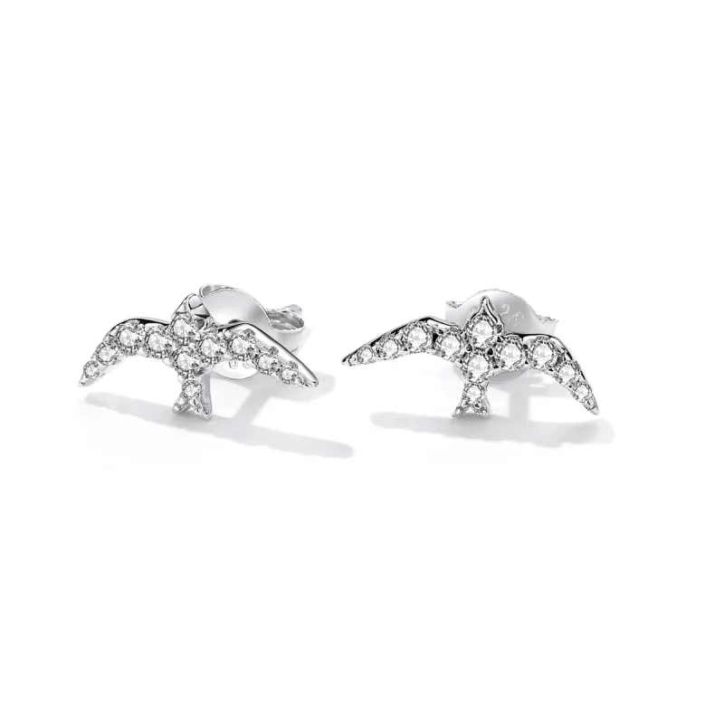 (image for) Pandora Style Mini Swallow Stud Earrings - BSE594 - View 3