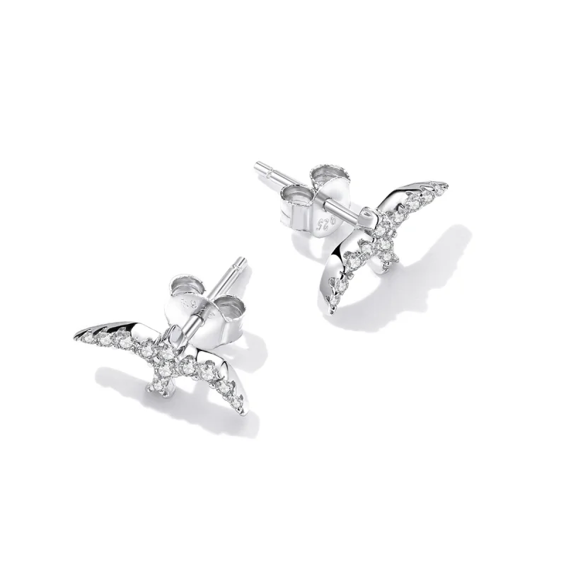 (image for) Pandora Style Mini Swallow Stud Earrings - BSE594 - View 4
