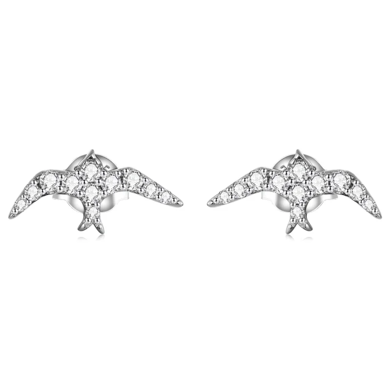 (image for) Pandora Style Mini Swallow Stud Earrings - BSE594 - Product Image