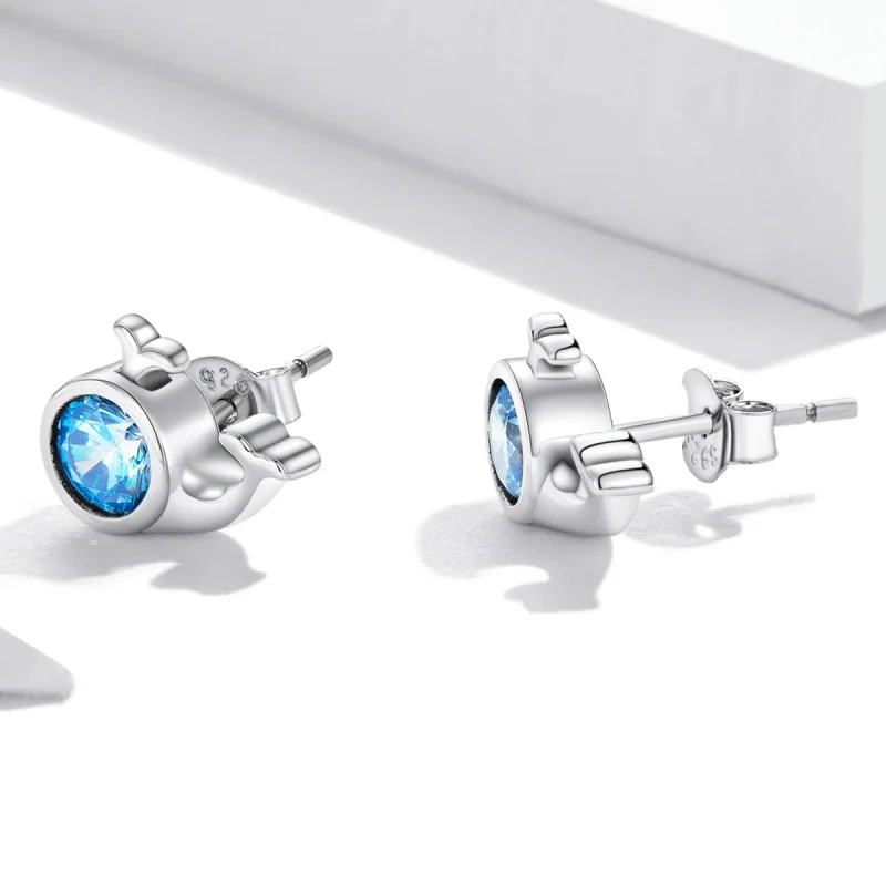 (image for) Pandora Style Mini Whale Stud Earrings - SCE1366 - View 3