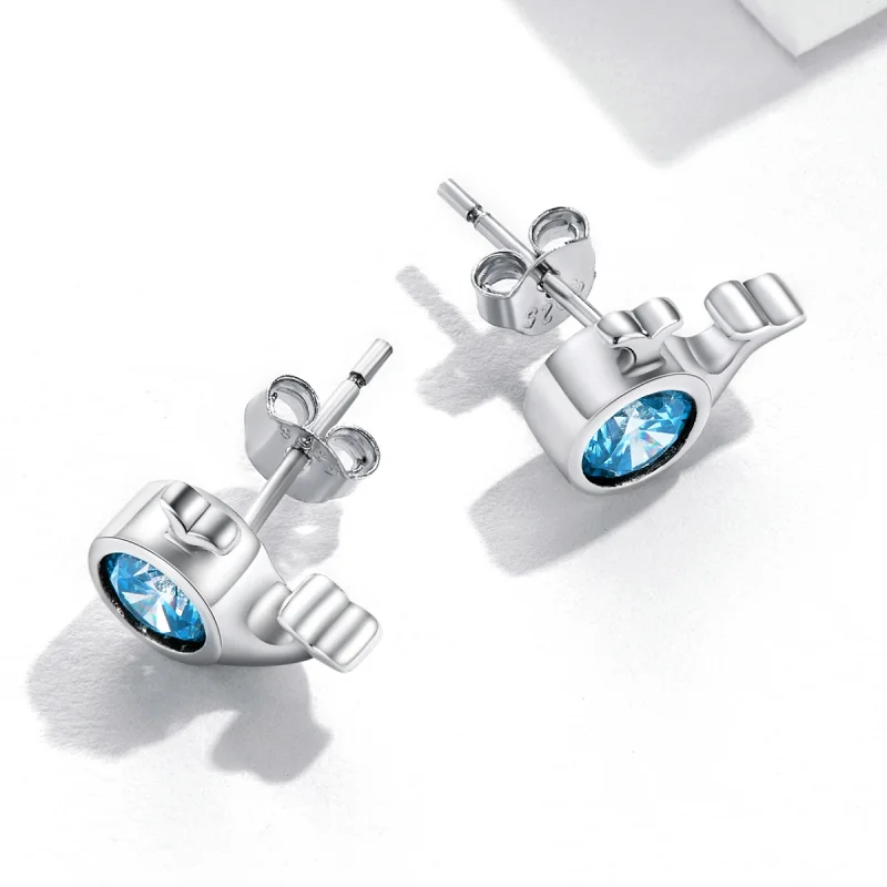 (image for) Pandora Style Mini Whale Stud Earrings - SCE1366 - View 4