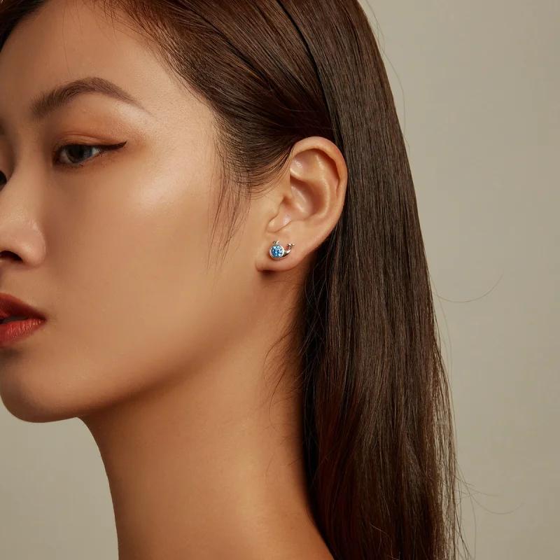 (image for) Pandora Style Mini Whale Stud Earrings - SCE1366 - View 6