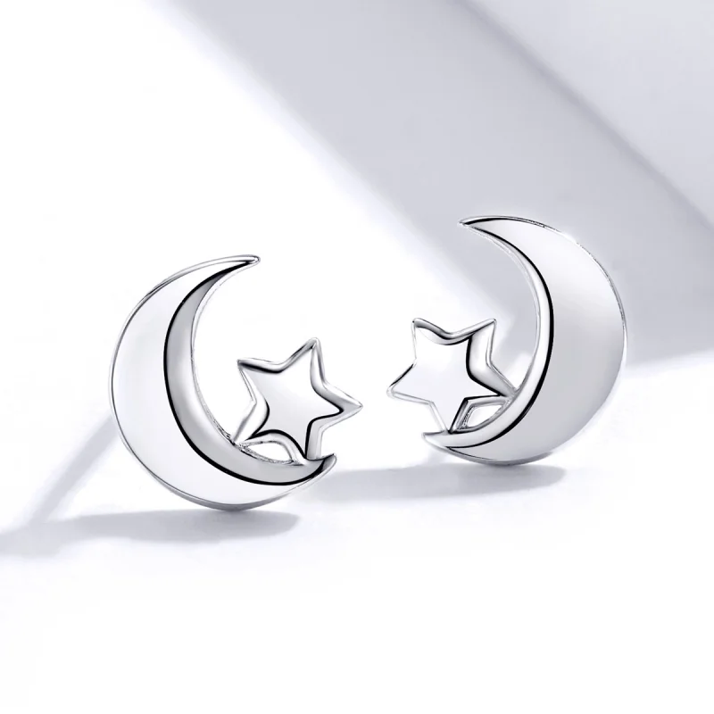 (image for) Pandora Style Moon and Stars Stud Earrings - SCE726 - View 3