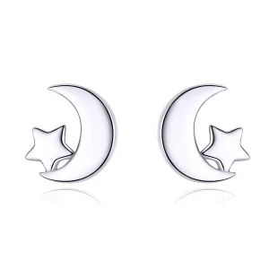 (image for) Pandora Style Moon and Stars Stud Earrings - SCE726