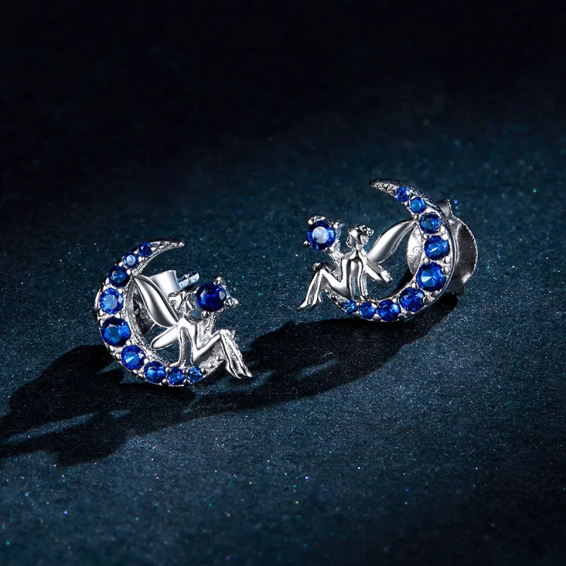 (image for) Pandora Style Moon Elf Stud Earrings - BSE376 - View 5