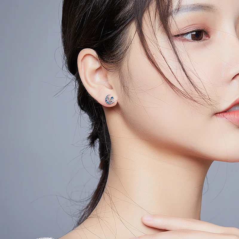 (image for) Pandora Style Moon Elf Stud Earrings - BSE376 - View 6