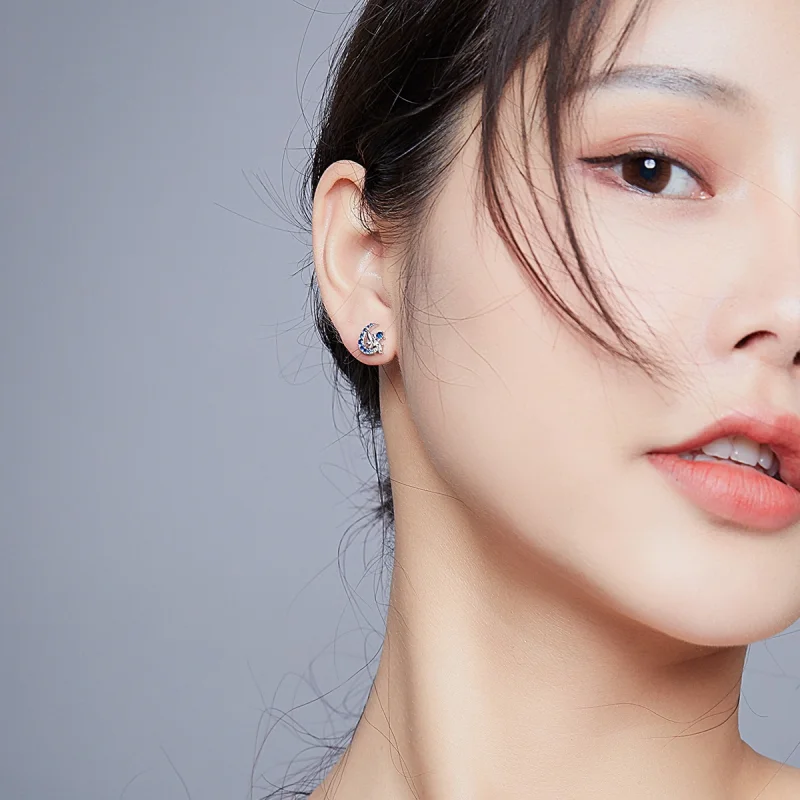 (image for) Pandora Style Moon Elf Stud Earrings - BSE376 - View 7