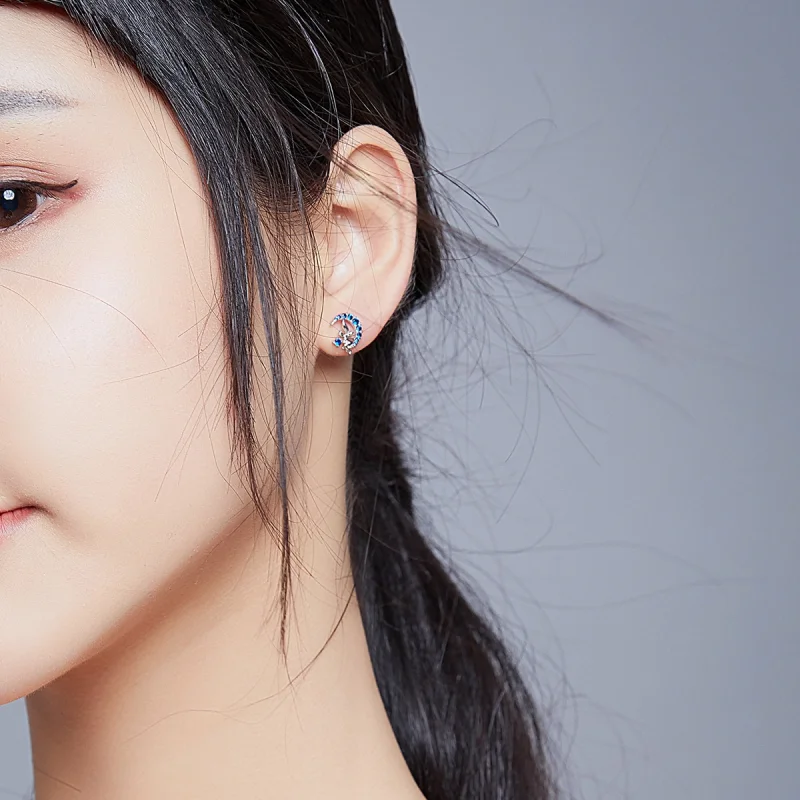 (image for) Pandora Style Moon Elf Stud Earrings - BSE376 - View 8