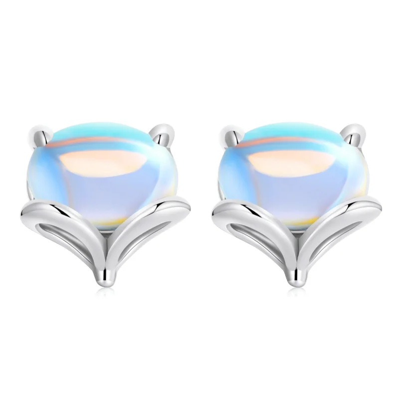 (image for) Pandora Style Moonstone Fox Stud Earrings - SCE1386 - Product Image