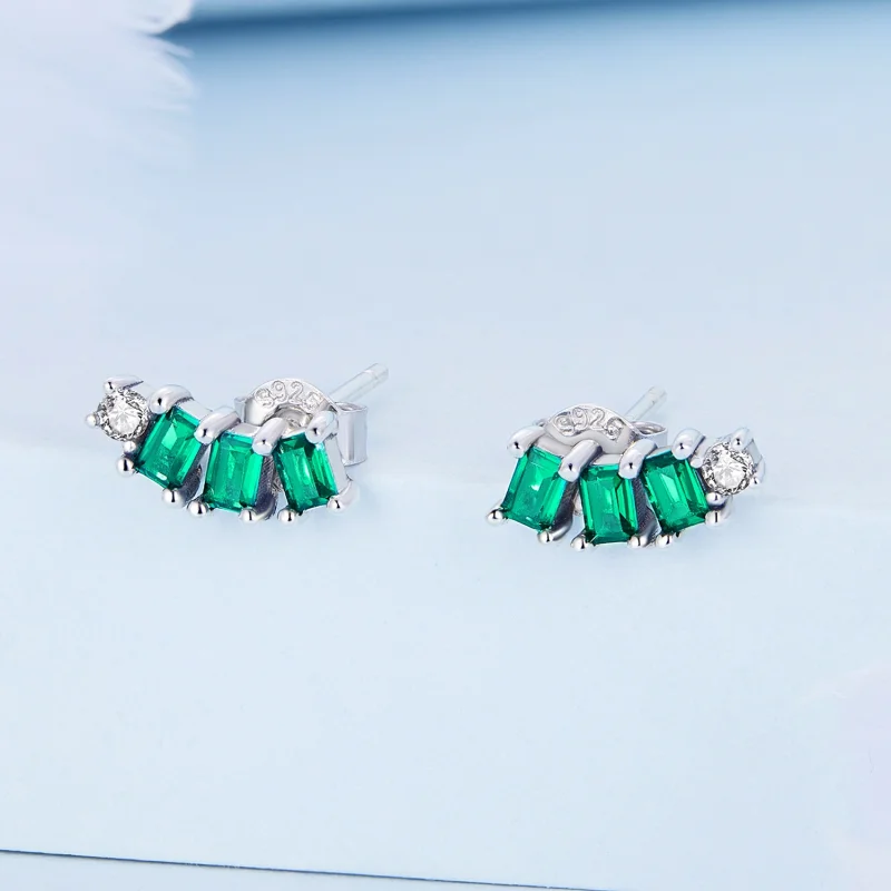 (image for) Pandora Style Mosaic Gems Stud Earrings - BSE704 - View 2