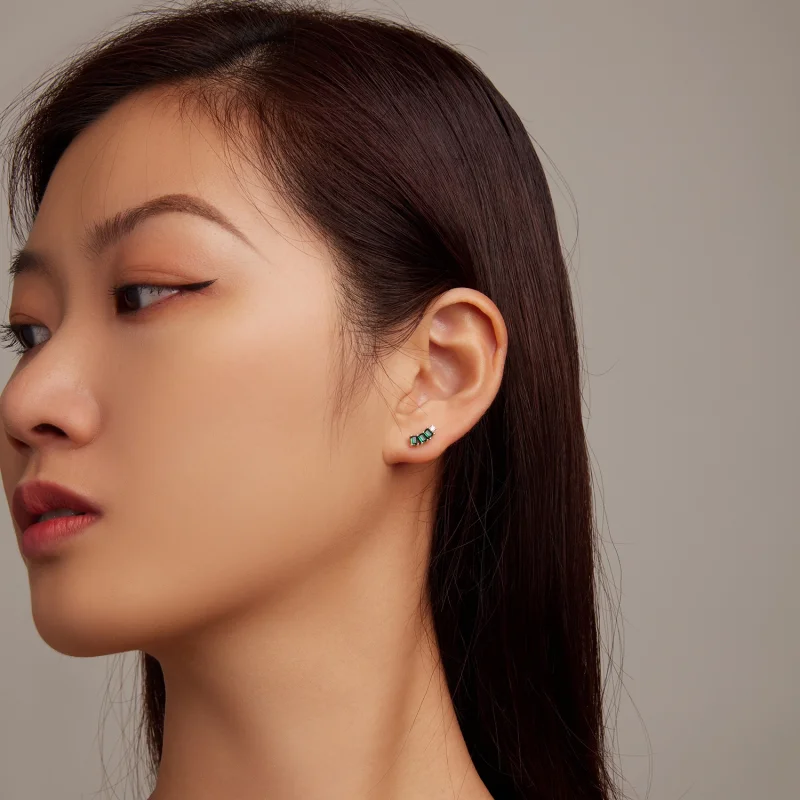 (image for) Pandora Style Mosaic Gems Stud Earrings - BSE704 - View 5