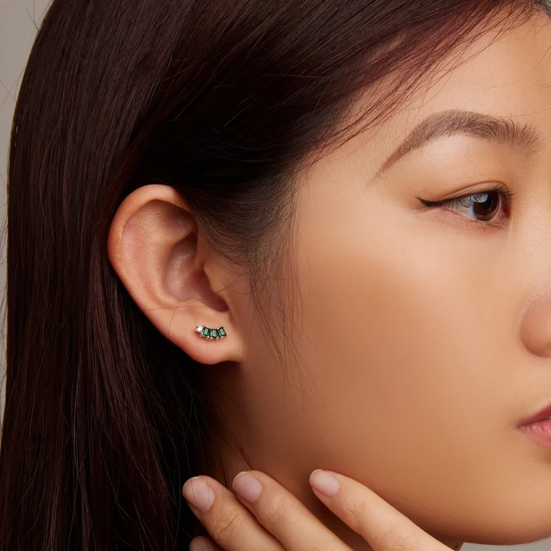 (image for) Pandora Style Mosaic Gems Stud Earrings - BSE704 - View 6