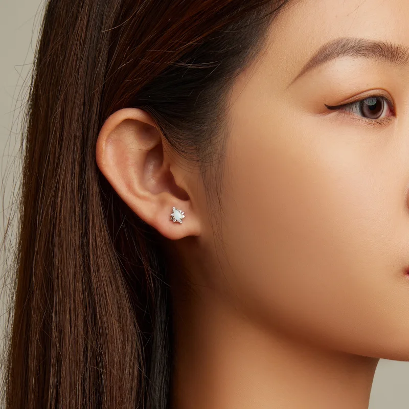 (image for) Pandora Style Opal Drop Stud Earrings - BSE685 - View 5