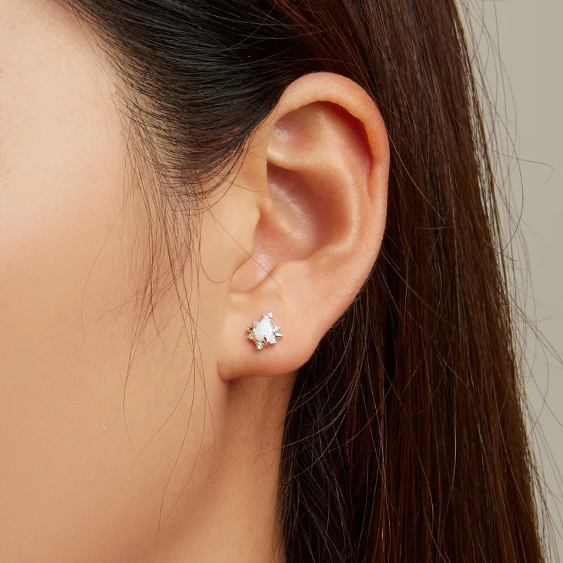 (image for) Pandora Style Opal Drop Stud Earrings - BSE685 - View 7