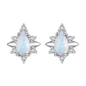 Pandora Style Opal Drop Stud Earrings - BSE685