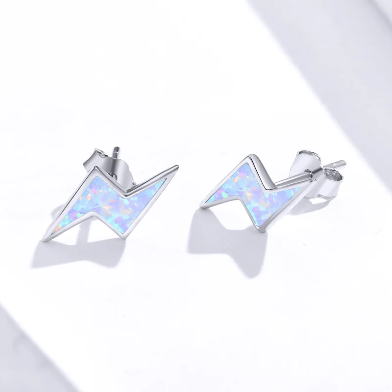 (image for) Pandora Style Opal Lightning Stud Earrings - SCE860 - View 3