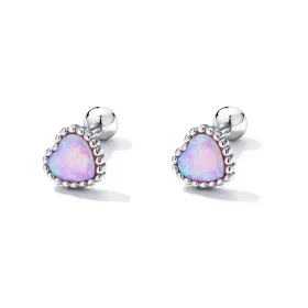 Pandora Style Opal Love Stud Earrings - SCE1383 Pandora Style Opal Love Stud Earrings - SCE1383