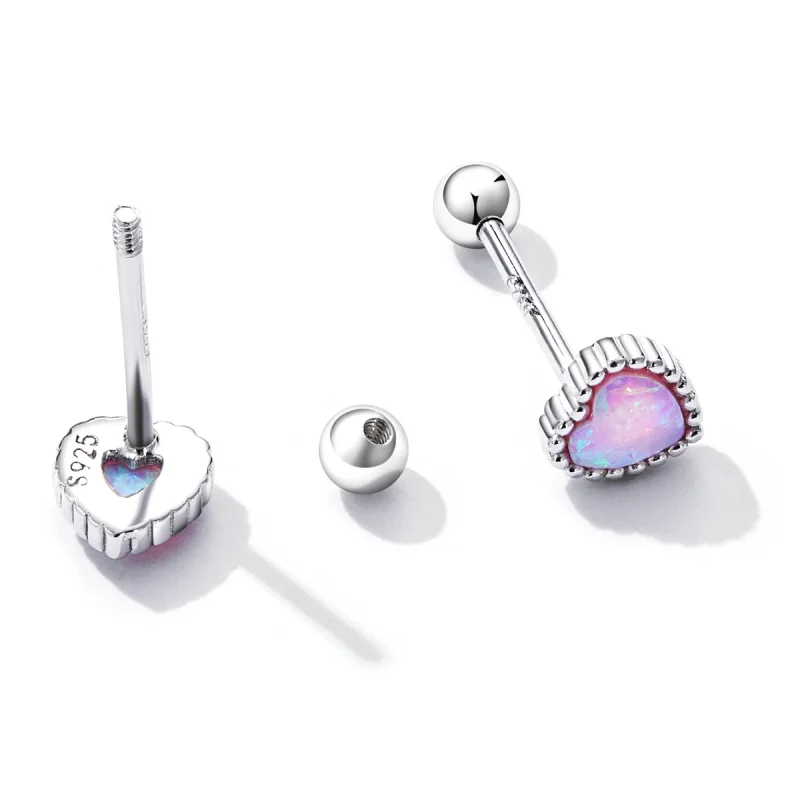 (image for) Pandora Style Opal Love Stud Earrings - SCE1383 - View 3