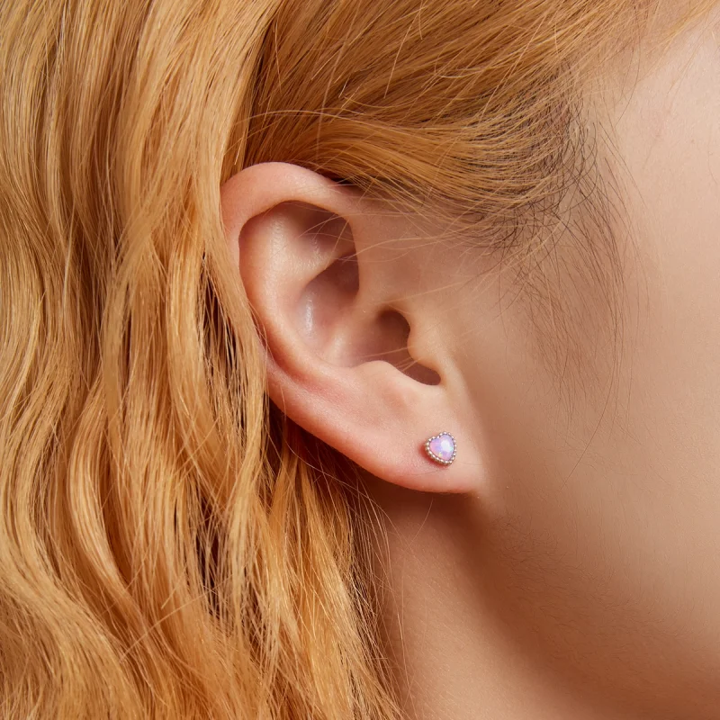 (image for) Pandora Style Opal Love Stud Earrings - SCE1383 - View 7