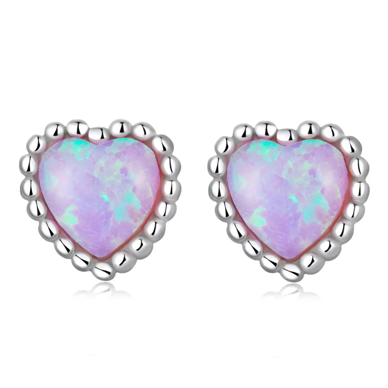 (image for) Pandora Style Opal Love Stud Earrings - SCE1383 - Product Image