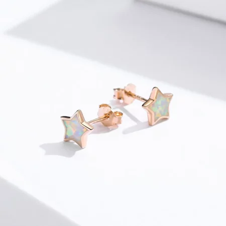 Pandora Style Opal Pentagram Stud Earrings - SCE674