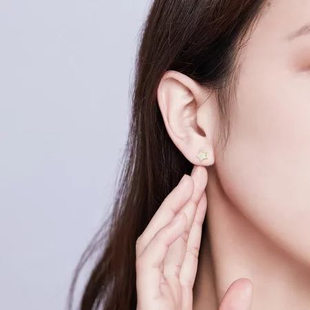 Pandora Style Opal Pentagram Stud Earrings - SCE674