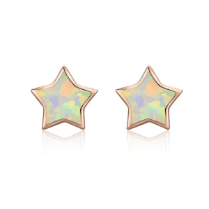 (image for) Pandora Style Opal Pentagram Stud Earrings - SCE674