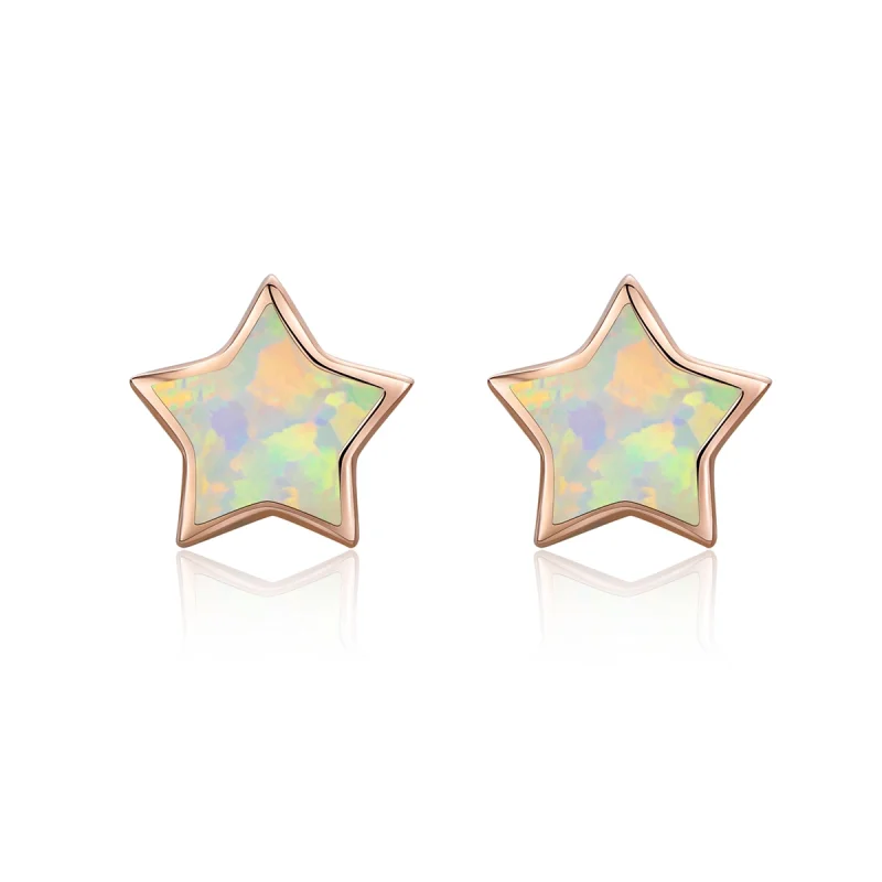 (image for) Pandora Style Opal Pentagram Stud Earrings - SCE674 - Product Image
