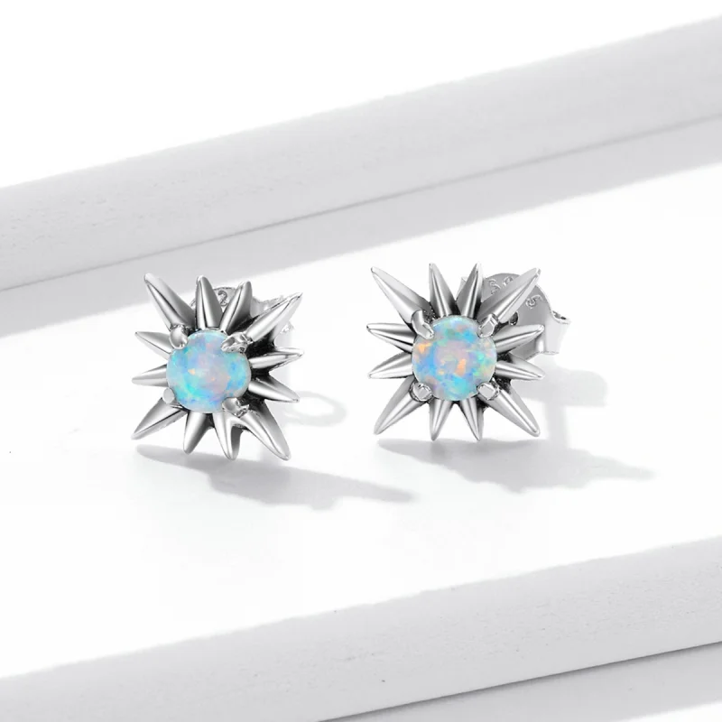 (image for) Pandora Style Opal Star Stud Earrings - BSE581 - View 2