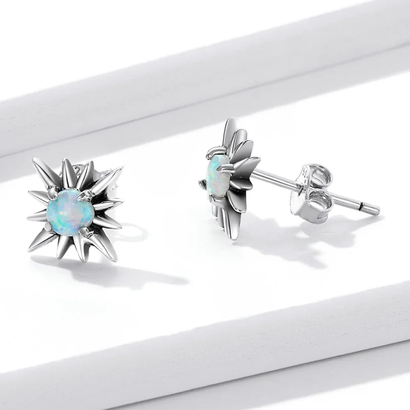 (image for) Pandora Style Opal Star Stud Earrings - BSE581 - View 3