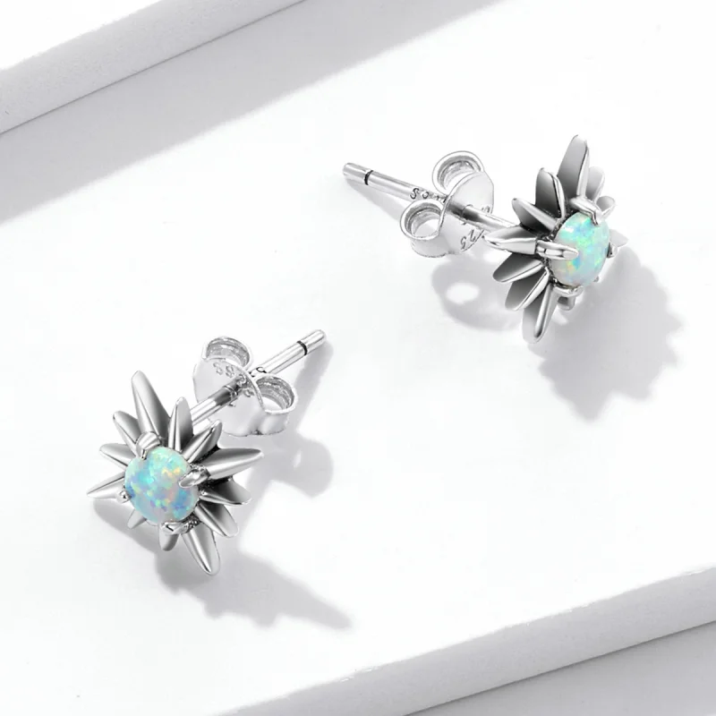 (image for) Pandora Style Opal Star Stud Earrings - BSE581 - View 4