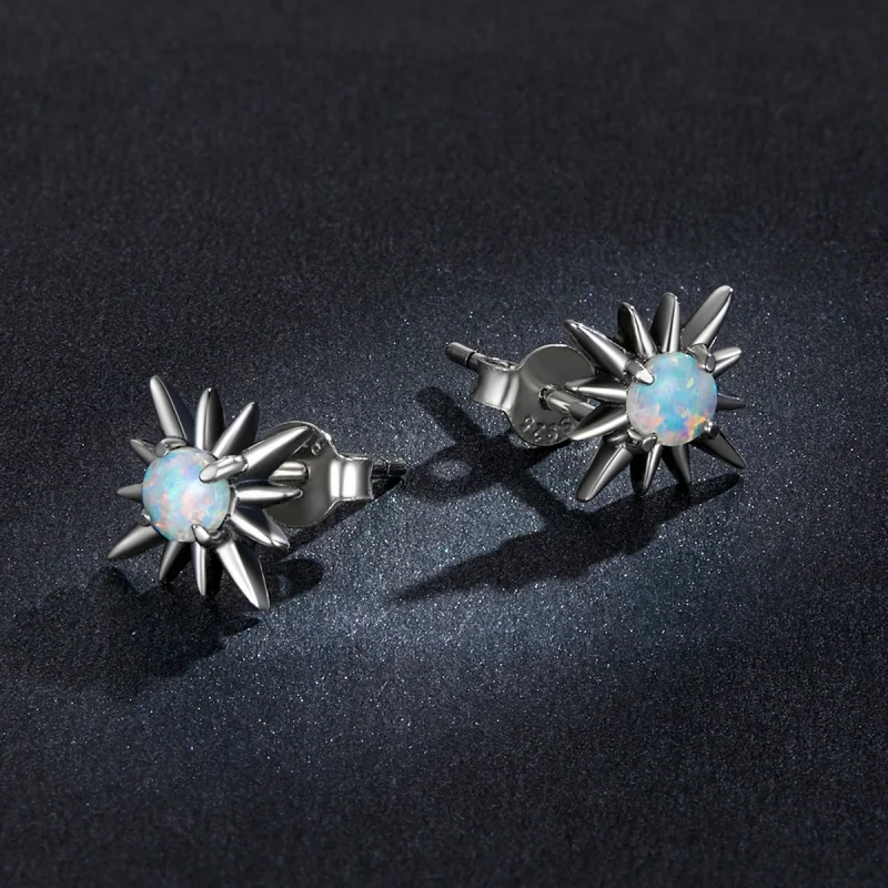 (image for) Pandora Style Opal Star Stud Earrings - BSE581 - View 5