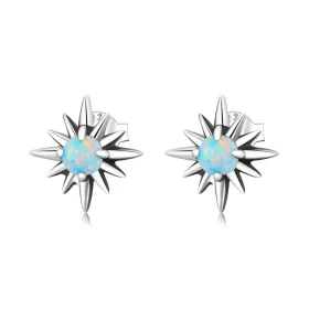 Pandora Style Opal Star Stud Earrings - BSE581