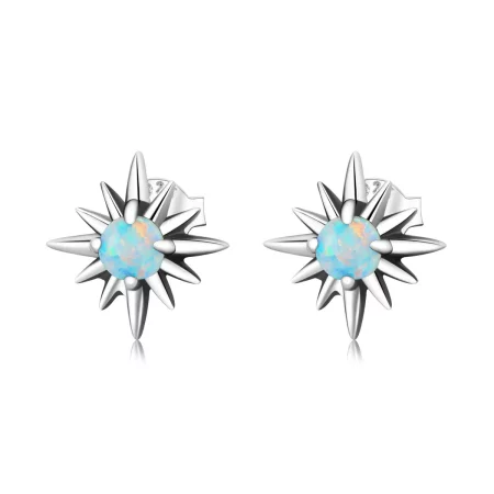 Pandora Style Opal Star Stud Earrings - BSE581