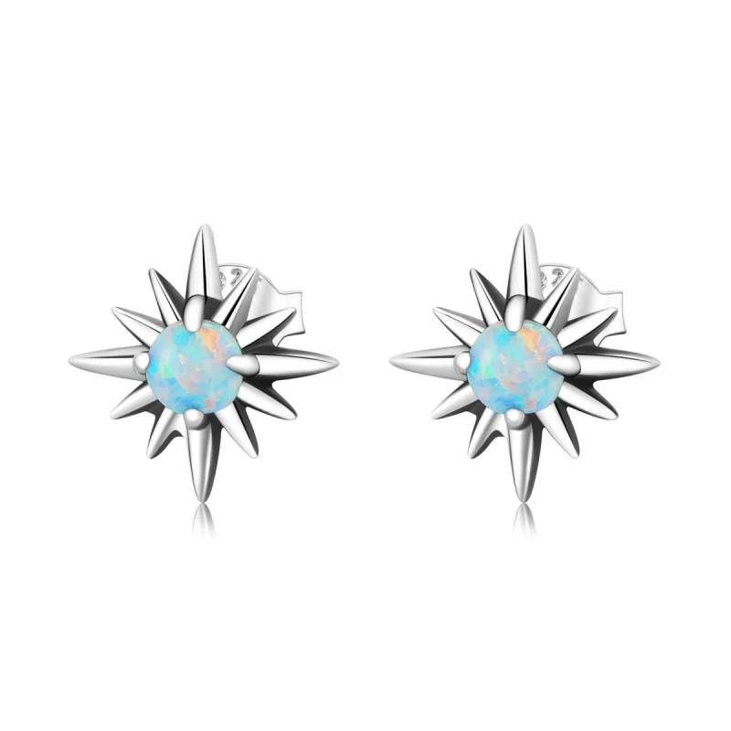 (image for) Pandora Style Opal Star Stud Earrings - BSE581 - Product Image
