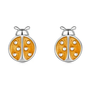 (image for) Pandora Style Orange Ladybug Stud Earrings - SCE1345
