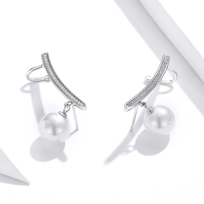 (image for) Pandora Style Pearl Stud Earrings - BSE299 - View 2