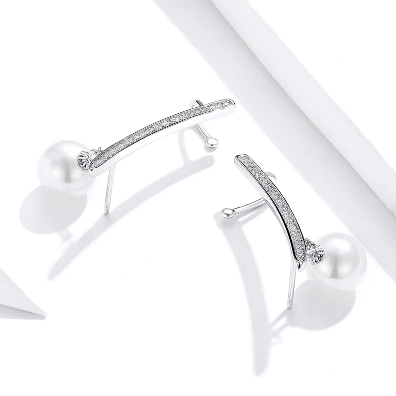 (image for) Pandora Style Pearl Stud Earrings - BSE299 - View 3