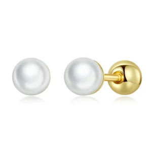 Pandora Style Pearl Stud Earrings - BSE630-BL (image for) Pandora Style Pearl Stud Earrings - BSE630-BL