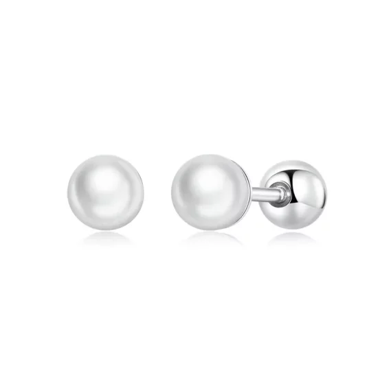 Pandora Style Pearl Stud Earrings - BSE630-AS