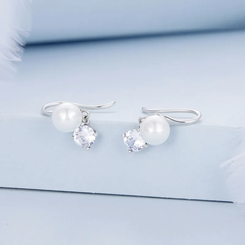 (image for) Pandora Style Pearl Stud Earrings - BSE684 - View 2