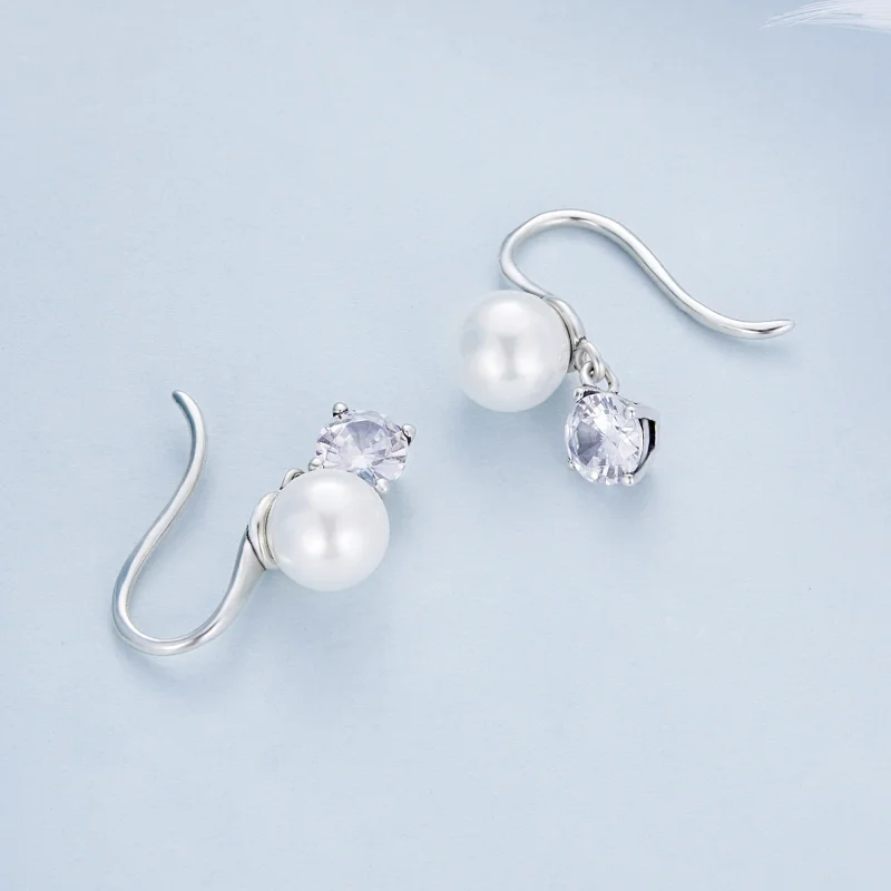 (image for) Pandora Style Pearl Stud Earrings - BSE684 - View 3