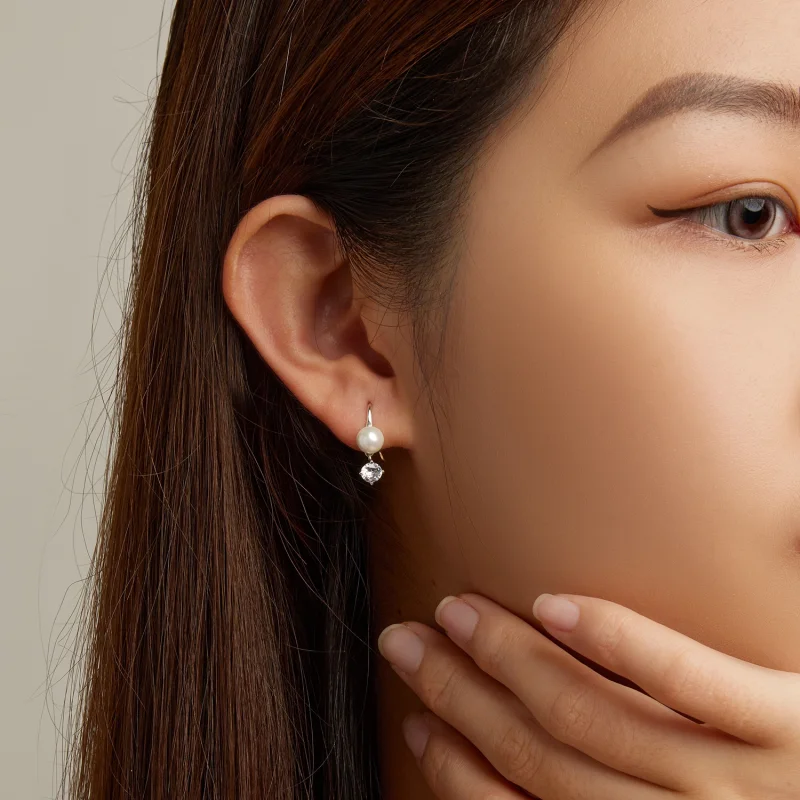 (image for) Pandora Style Pearl Stud Earrings - BSE684 - View 7