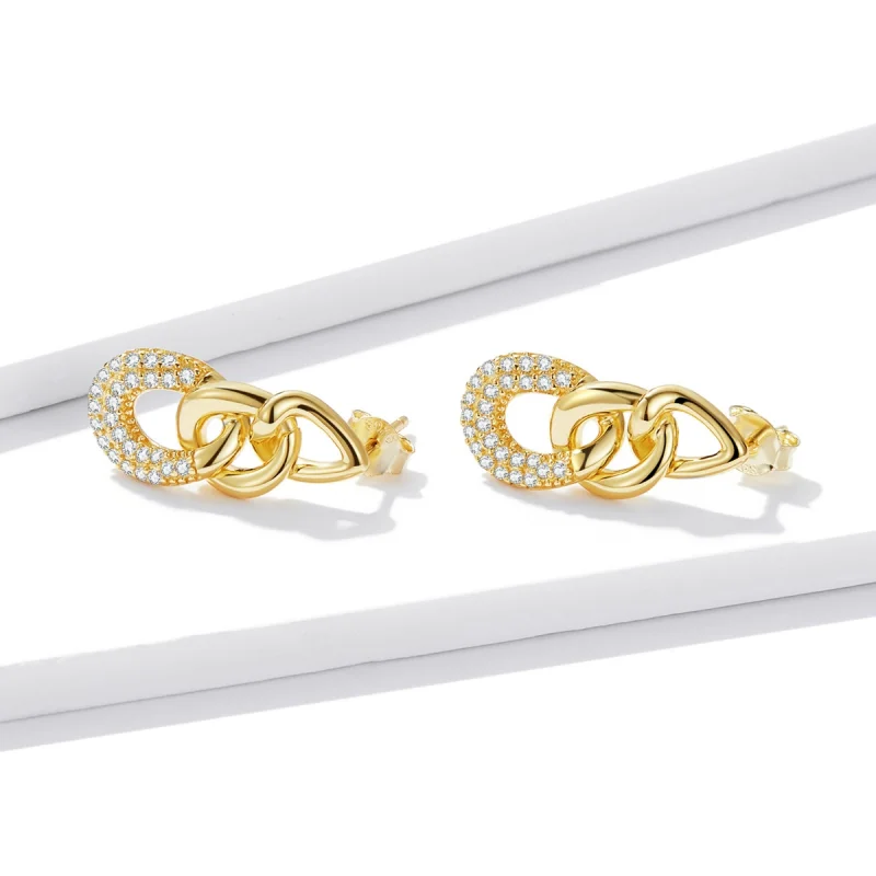 (image for) Pandora Style Personality Chain Stud Earrings - BSE545 - View 2