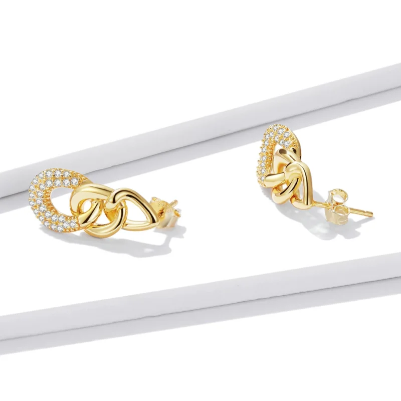 (image for) Pandora Style Personality Chain Stud Earrings - BSE545 - View 3