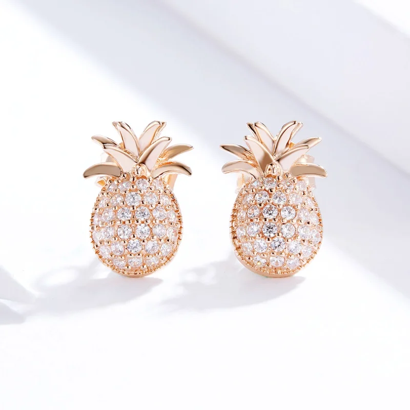 (image for) Pandora Style Pineapple Stud Earrings - SCE803 - View 2