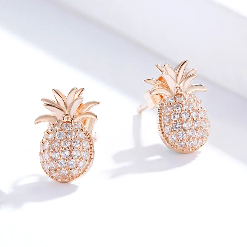 (image for) Pandora Style Pineapple Stud Earrings - SCE803 - View 3