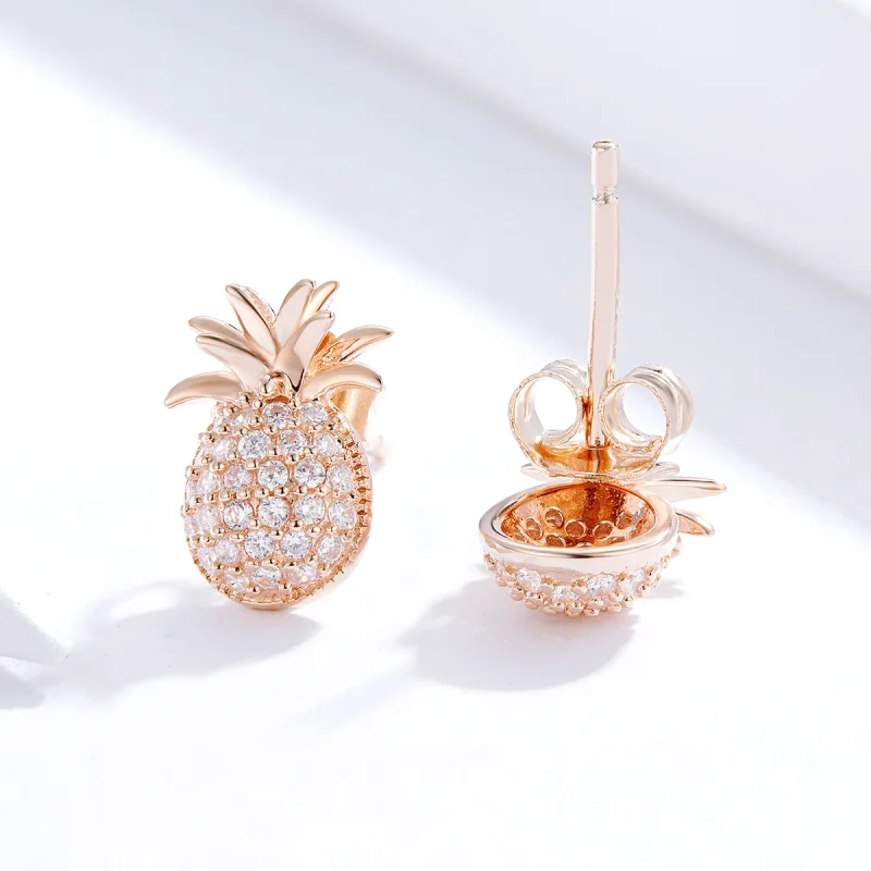 (image for) Pandora Style Pineapple Stud Earrings - SCE803 - View 4
